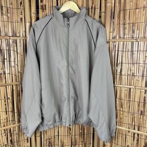 PGA Tour Men's Tan Windbreaker Jacket Mock Collar Elastic Waist‎ Cuffs Full Zip